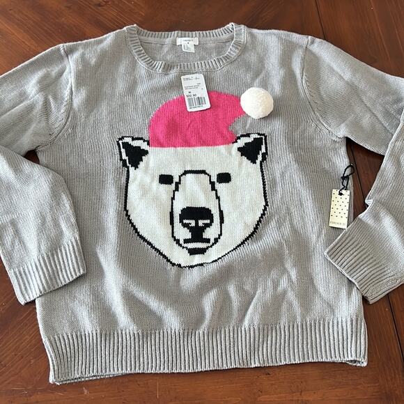 Forever 21 NWT Gray Polar Bear size Medium Ugly Christmas Sweater Holiday - Picture 5 of 8